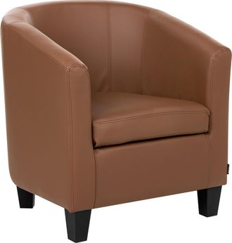 Beliani Sill&oacute;n Club Tapizado En Piel Sint&eacute;tica Respaldo Bajo Butaca Decorativa Marr&oacute;n Borwick