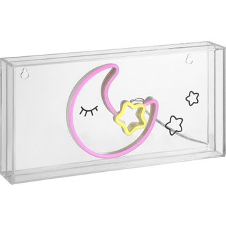 Jonathan Y Designs Moon Contemporary Glam Acrylic Box USB Operated LED Neon Light in Pink/yellow at Nordstrom