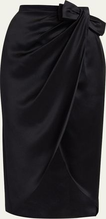 Valentino Garavani Draped Silk Bow Midi Tulip Skirt