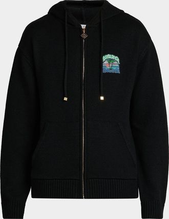 Casablanca Men & apos;s Cotton Tuck-Stitch Full-Zip Hoodie