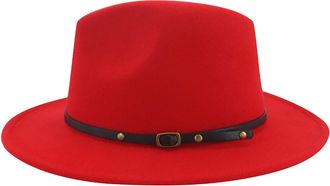 Generic Two Hats for Men Fedora Red Hat Wide Tone Wool Panama Bottom Jazz Women Casual Hat Baseball Caps Video Game Baseball Cap (Red, One Size)