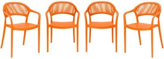Sweeek Set of 4 stackable garden chairs with rope effect orange 55.5x48.5x78 cm - Jovia