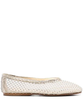 Forte_Forte crystal-embellished ballet flats - women - Fabric/Crystal/Fabric/Calf Leather/Calf Leather/Rubber - 36 - Gold