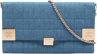 Chanel Pre-owned Quilted Denim Shoulder Bag - Dames - Vintage Clutch - Blauw - ONE Size - Denim - Vintage