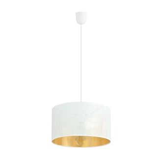 Wonderlamp Lámpara colgante con pantala cilíndrica blanca e interior dorado ø35