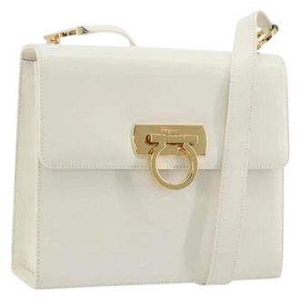 Ferragamo Pre-owned Leren Schoudertas - Dames - Pre-owned - Wit - Maat: ONE Size Leer