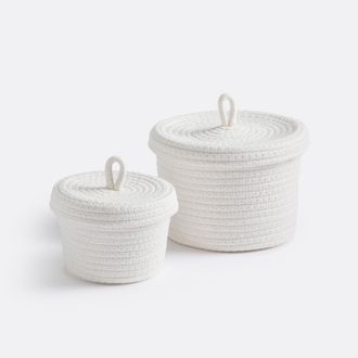 La Redoute Interieurs Set van 2 katoenen manden met deksel, Kesia