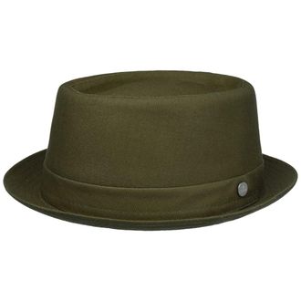 Lierys Pork Pie Hat Handmade Cotton Unisex Made in Italy Summer Winter Olive
