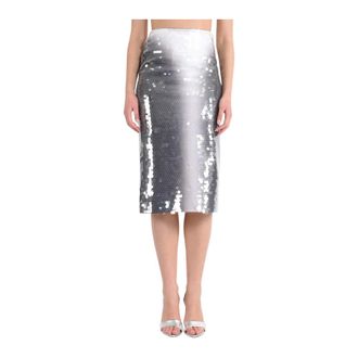 Sportmax Sportmax, Midi Skirts, female, Gray, Size: S Printed Jersey Midi Dress with Sequins