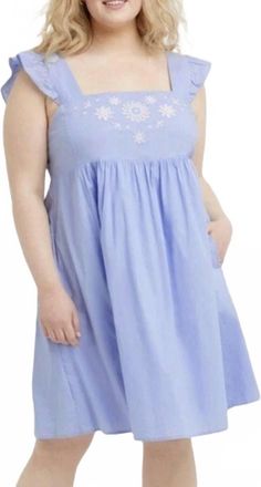 Draper James Maddie Embroidered Babydoll Dress In Blue