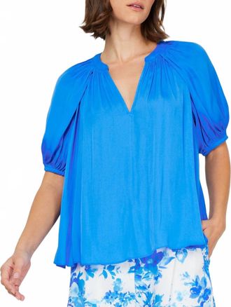 Current Air Joanna Blouse In Bright Blue/cornflower