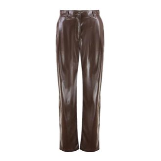 Pinko Balloon Broeken - Dames - Straight fit broeken - Bruin - M - Leer - Broeken