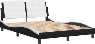 vidaXL Vidaxl - Estructura Cama Cabecero Cuero Sint&eacute;tico Negro Blanco 140x200cm