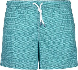Fedeli Groene Diamond Weave Zwemshorts - Heren - Strandmode - Groen - S - Polyester - Badmode