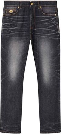 Versace Faded Black Jeans With Medusa Detail