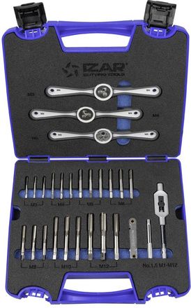 Izar Izar - Juego Cojinetes Monoblock + Machos Mano - 3006 - M3-m12 + Combi 30 Pcs