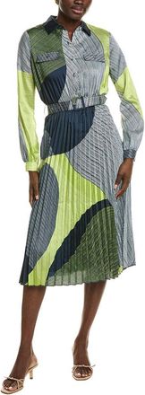 T Tahari Half Placket Button Down Midi Dress