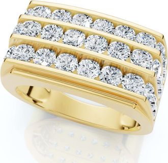 Pompeii3 3Ct Mens Diamond Multi-Row Ring 10k Yellow Gold