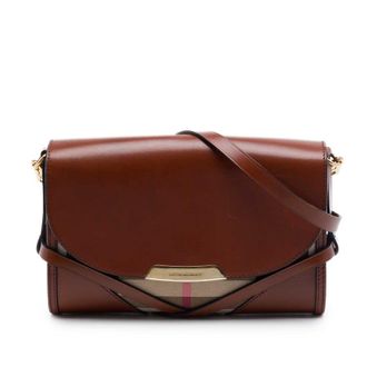 Burberry Pre-owned Burberry Leather and House Check Canvas Bridle Abbott Crossbody Ladies 5O5LM7ASMN5LY7P5