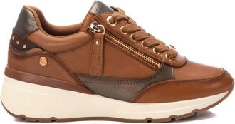 Xti Womens Leather Sneakers In Camel