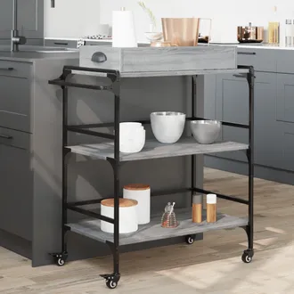 vidaXL Vidaxl - Carrito De Cocina Madera Ingenier&iacute;a Gris Sonoma 81,5x41x92,5 Cm