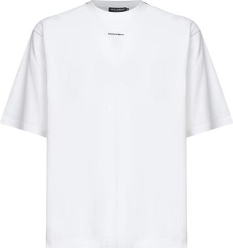 Dolce & Gabbana Oversized T-Shirt met Print - Heren - T-shirts - Wit - M - Katoen - Tops