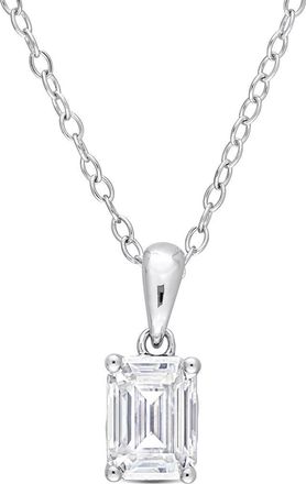 Delmar Sterling Silver Emerald Cut Lab Created Moissanite Pendant Necklace at Nordstrom Rack