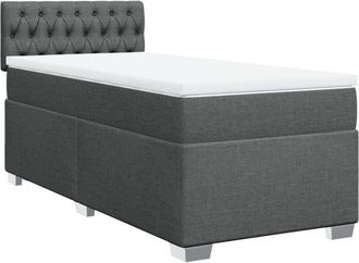 vidaXL Vidaxl - Box Spring Bed with Mattress Dark Grey 100x200 cm Fabric