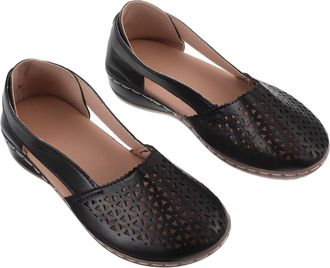 Yarnow Wedge Heel Sandals for Women Low Heeled Casual Hollow Out Shoes Solid Color Summer Footwear Suitable for Everyday Outings and Work