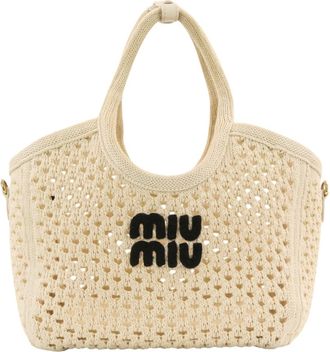 Miu Miu Ivory Mesh Handbag Pouch Tote Bag (Pre-Owned)