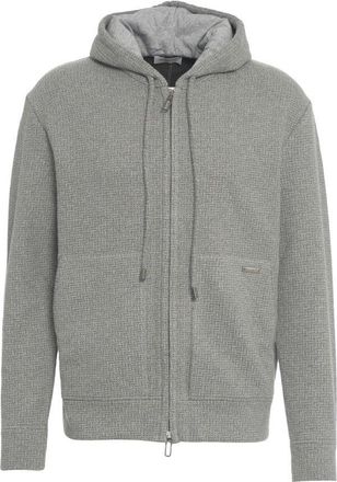 Paolo Pecora Textured Zip-Up Hoodie With Drawstring Hood And Ribbed Cuffs