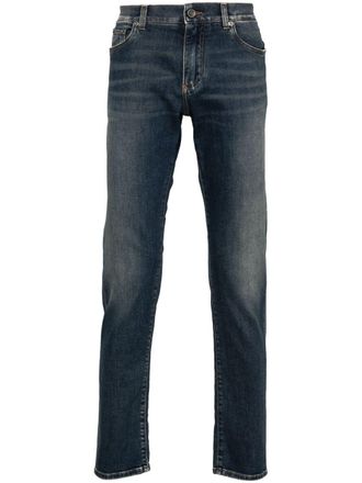 Dolce & Gabbana Jeans slim con placca logo - Blu