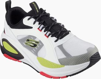 Skechers Mens Monomesh Lace Up Classic Low Top Trainers - White/Multi - Size: 8.5 42.5