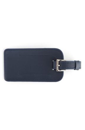 Royce Leather Personalized Leather Luggage Tag in Navy Blue- Silver Foil at Nordstrom