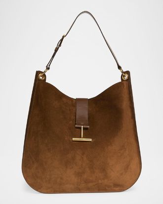 Tom Ford Tara Large Crossbody Bag in Suede and Leather