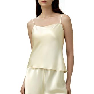 LilySilk Womens Double-Faced Silk Charmeuse Camisole in Lily White at Nordstrom, Size Medium