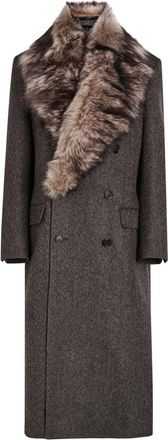 Nili Lotan Edina Herringbone Wool Coat - Grey - S (UK8-10 / S)
