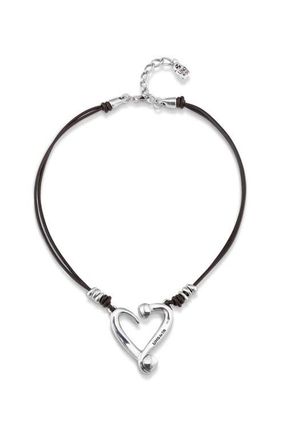 UNOde50 Dual Strap Heart Pendant in Silver at Nordstrom
