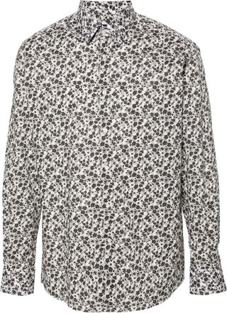 Karl Lagerfeld floral-print poplin shirt - men - Elastane/Cotton - 41 - Grey