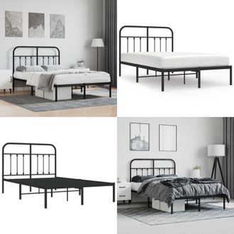 vidaXL Giroletto con Testiera in Metallo Nero 120x200 cm - Letto con testiera in metallo - Letto robusto