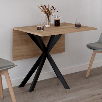IDMarket Alix Mesa Consola Plegable Para 2-4 Personas Con Patas De Madera Y Ara&ntilde;a Negra 103 X 76 Cm