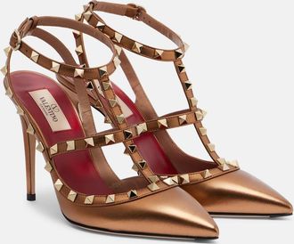 Valentino Garavani Rockstud metallic leather pumps