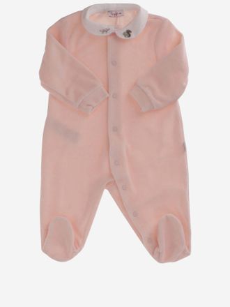 Il Gufo Girls Full-Length Velvet Jumpsuit Pink Main: Cotton Tracksuit Sets