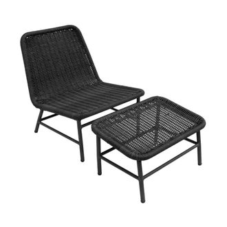 Sweeek Sill&oacute;n relax y reposapi&eacute;s de aluminio y cuerda, antracita
