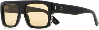Gucci Accessoires, Dames, Zwart, ONE Size, Rechthoekige Zonnebril