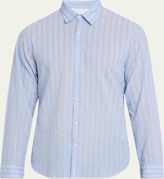 Officine G&eacute;n&eacute;rale Mens Giacomo Stripe Poplin Button-Down Shirt