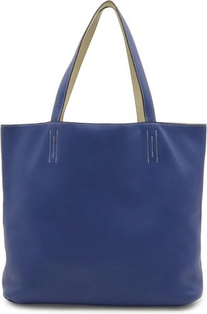 Herm&egrave;s Blue Electric Taurillon Clemence Leather Tote Bag (Pre-Owned)