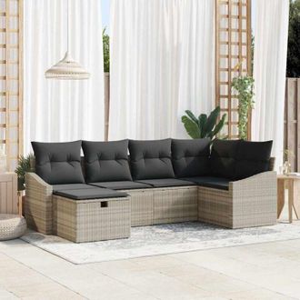 vidaXL Vidaxl - Conjunto De Sof&aacute; De Jard&iacute;n 6 Pcs Gris Claro 55 X 62 X 69 Cm