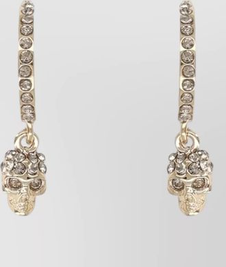 Alexander McQueen crystal-embellished skull hoop earrings
