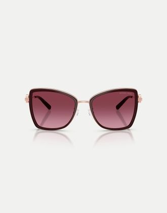 Michael Kors occhiali da sole a farfalla Corsica con lenti rosse in oro rosa/cordovan